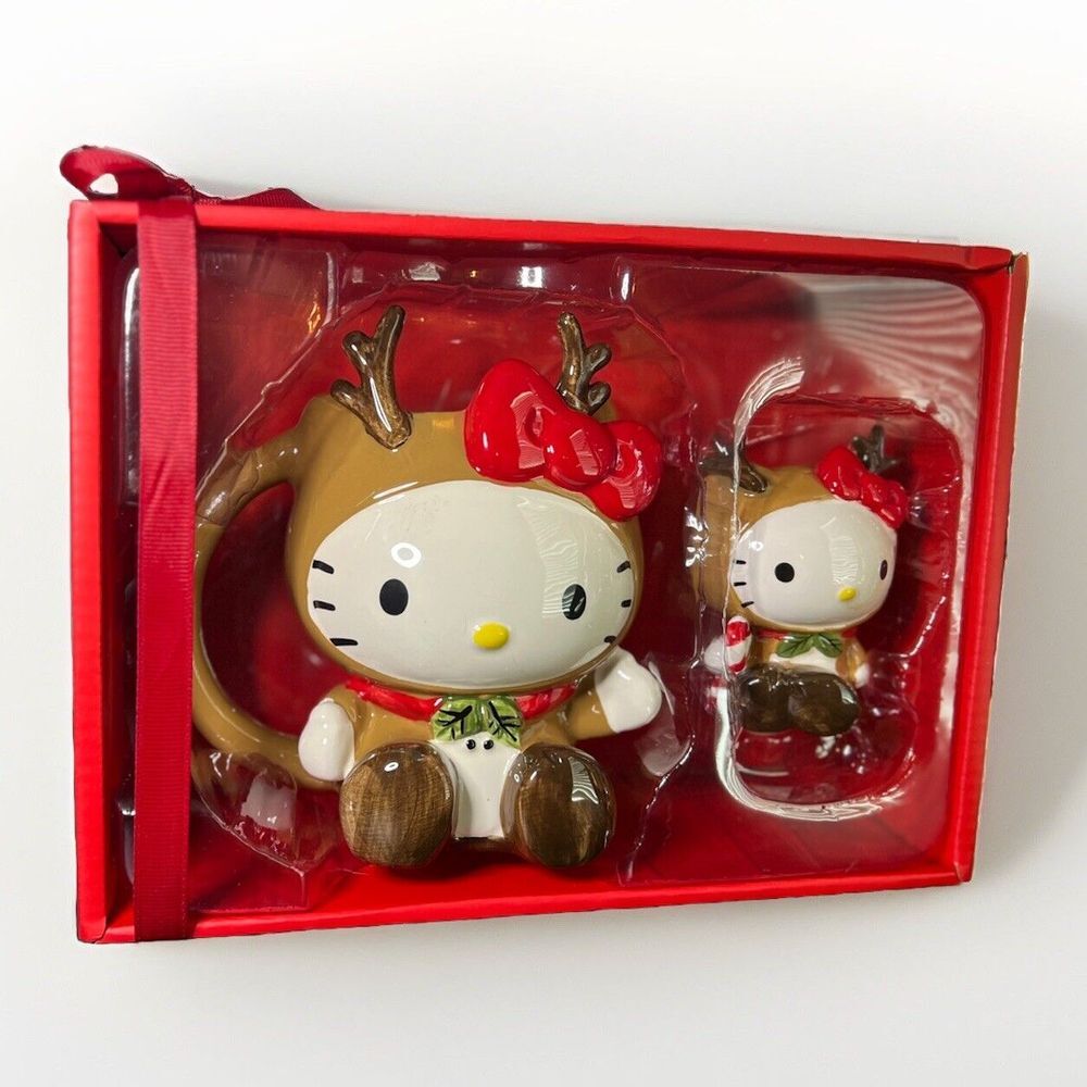 Hello Kitty Christmas Mug And Figurine Set 2024 Reindeer Bluesky Clayworks - New